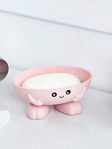 1pc Cute Cartoon Soap Dish, Wheat Straw Non-Slip Soap Holder, Cute 3D Smiling Face Hand-Shaped Figurine Storage Tray, Suitable For Bathroom Sink Countertop Bathroom Decor - Multiple Styles - View 10