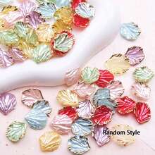 ABS Gold-Rimmed Faux Shell Petal Pendant, Random Mixed Color Glossy Shell Charm, DIY Bracelet Necklace Handmade Jewelry Making Accessories - Multicolor - View 22