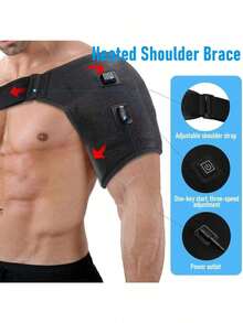 AXH. Electric Heated Shoulder Care Belt Shoulder Massage Belt Warm Shoulder Protector - Black - View 4