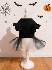 LUCKIE PAW 1pc Halloween Skeleton Heart Pattern Pet Dress, Anti-Flea, Reduce Shedding, Insulated & Breathable, Suitable For Small And Large Dogs And Cats, Indoor And Outdoor - Black - View 5