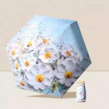 1PC Oil Painting Parasol, 5-Fold 6-Rib Umbrella, Sun Protection, Ultra-Light Small Foldable, Rain And Sun Capsule Umbrella, Advertising Umbrella - Multicolor - View 12