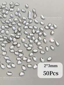 Pack Of 50 K9 Clear Nail Stones – Flat-Back, Fancy Cut (Select Shape & Size) – Nail Art Parts / DIY Decoration - White - View 15