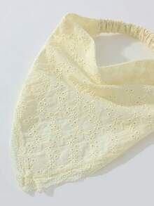 1件原創花卉刺繡捲邊女款髮箍頭巾，適合日常與度假穿著 - 淺黃色 - 查看 3