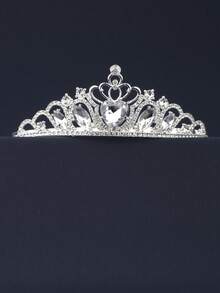 1pc Gold Heart Red Rhinestone Crown Headband, Bridal Wedding Birthday Party Banquet Headpiece, Women's Festival Event Styling Head Crown Accessory - 250112 - View 8