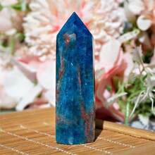 1pc Natural Blue Apatite Crystal Obelisk, Healing Crystal Tower, Reiki Energy Point, Meditation Hexagonal Wand - Multicolor - View 15