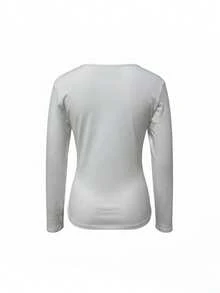 Casual Distressed Portrait Print Long Sleeve T-Shirt Women Niche Aesthetic Hot Girl Base Layer Top - White - View 11