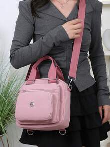 Women's Multi-Functional Compact Handbag, Convertible To Shoulder Bag And Backpack, With Adjustable Shoulder Strap, Multi-Compartment Design, Minimalist Style, Suitable For Moms - Multicolor - View 12
