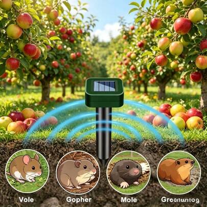 Solar Powered Rat, Snake, Bird, Insect Repellent Device, Suitable For Gardens And Farms, Also Can Be Used To Repel Cats