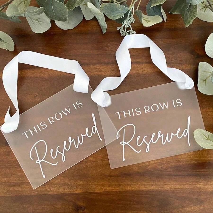 1pc "Reserved" Acrylic Signage For Wedding Ceremony, Reserved Seat Indicator