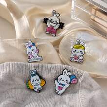 1pc Ins Style Creative Cute Rabbit Metal Brooch, Cartoon Adorable Bunny Badge, Backpack Clothes School Uniform Accessory, Holiday Small Gift - Multicolor - View 3