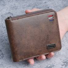 Men's Short Solid Color Youth Minimalist Trifold Wallet, Multi-Function Student Zipper Coin Purse, Large Stock Available - Multicolor - View 8
