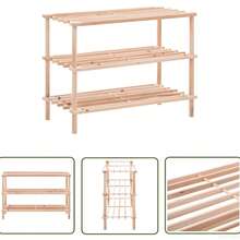 2/3/4-Tier Solid Wood Shoe Rack/Storage Shelf, Solid Wood Shoe Rack, Tiered Shelf, Wooden Shoe Rack/Flower Rack, Simple Storage Support Shelf, Wooden Shoe Rack For The Entrance, Wooden Storage Shelf For The Living Room - Wood Color - View 3