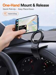 Magnetic Car Phone Holder, Foldable Dashboard Clip Phone Mount, Compatible With IPhone 17/16/15/14/13/12 Pro Plus Max, N52 Strong Magnetic Hands-Free Phone Holder, Suitable For Car Sun Visor, Steering Wheel, Compatible With MagSafe - A - View 6