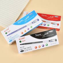 Large Capacity 0.4mm Fine Needle Tip Gel Pens, 12 Pieces Per Box, Simple Colorful Gel Ink Pen For Exam Note Taking Office School Supplies - Black-12PCS - View 4