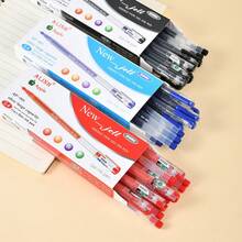 Large Capacity 0.4mm Fine Needle Tip Gel Pens, 12 Pieces Per Box, Simple Colorful Gel Ink Pen For Exam Note Taking Office School Supplies - Blue-12PCS - View 1