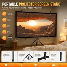 شاشة عرض 100 بوصة مع حامل، قابلة للطي بنسبة 16:9 HD 4K 3D شاشة أفلام داخلية/خارجية مع حقيبة حمل للمسرح المنزلي والتخييم والترفيه - ستارة عرض بحامل واحد - مشاهدة 16