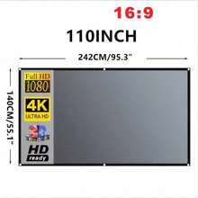 92/80/110 Inch Projector Screen With Aperture Exclusion Function, Upgraded Version (With Hooks), 16:9 Aspect Ratio, Foldable, Wrinkle-Resistant, Suitable For Home Theater And Indoor/Outdoor Projection, Ideal Gift Choice, Projector Accessory - Anti-light Projector Screen - View 15