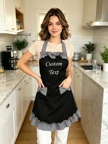 1pc Personalized Valentine's Day Apron, Customized Apron, Durable Couple Work/Cooking Apron, Suitable For Mother's Day, Perfect For Graduation And Housewarming, Personalized Gift For Home And Kitchen - Multicolor - View 6