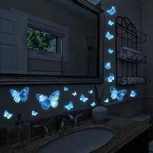 19pcs Glow-In-The-Dark Butterfly Bathtub Stickers, Self-Adhesive Removable Bathroom Toilet Decals, Suitable For Bathroom Home Decor - Butterfly - View 5