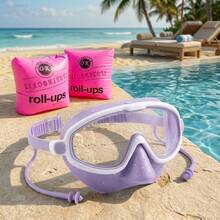 Full Face Swimming Goggles & Arm Bands Set For Kids 4-15 Years Old, Nose Cover Design, Waterproof High-Definition Vision, Anti-Fog Lenses, Silicone Earplugs, Unisex Swimming Gear - Multicolor - View 9