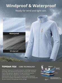 CAMEL CROWN Women's Hooded Softshell Jacket, Outdoor Fashionable & Comfortable, Water-Resistant, Durable, Lightweight, Suitable For Hiking & Climbing - Distant Mountain Blue - View 4