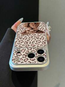 TPU Material Milk Coffee Cute Dog Leopard Print Phone Case Suitable For Apple 17promax/17/16promax/15/13/12/11 Large Window Skin Full Coverage Anti-Drop Soft Shell Phone Protective Cover - Silver - View 2