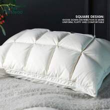 Feather Down Pillow, Ultra Soft Fluffy Bed Pillow, Breathable Comfort Sleeping Pillow For Side Back Sleepers, Bedroom Hotel Bedding Pillow - White - View 3