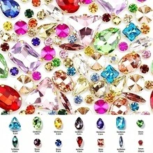 250pcs/Pack, Assorted Shapes, Multi-Color Rhinestones, Colorful Hand-Sewn Crystals, Gold Claw, Clothing, Apparel, Shoes, Hats, Bags DIY Materials, Accessories - Assorted Shapes Gold Claw 250pcs - View 30