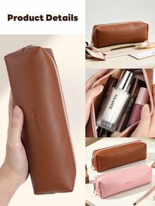 MAANGE 1/2pcs Large Capacity Portable Travel Zipper Square Makeup Bag, Multi-Functional Makeup Brush Organizer Storage Pouch - Multicolor - View 7