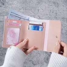 Minimalist Short Women's Wallet Student Ticket Holder Multifunctional Card Holder Coin Purse Tri-Fold Ultra-Thin Smooth Surface Wallet - Multicolor - View 2