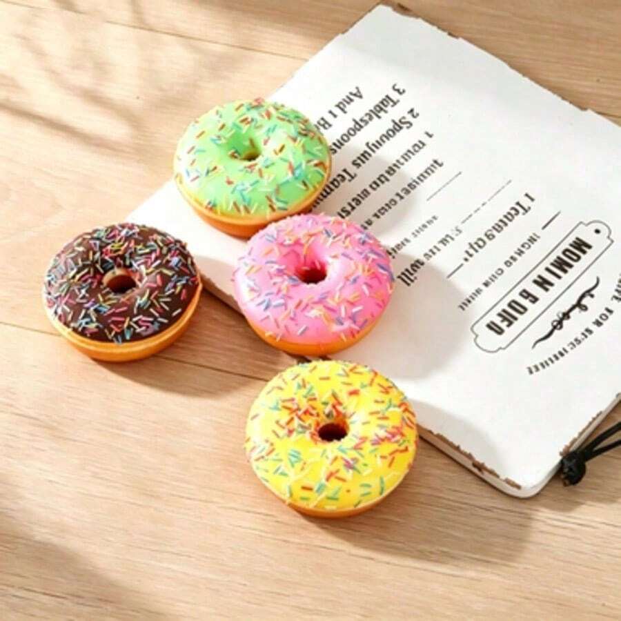 1 buah Mainan Remas Mobil Donat Realistis dengan Pantulan Lambat untuk Meredakan Stres, Warna-warni, Jarum Permen, Magnet Donat, Pengiriman Acak - MultiWarna - View 1