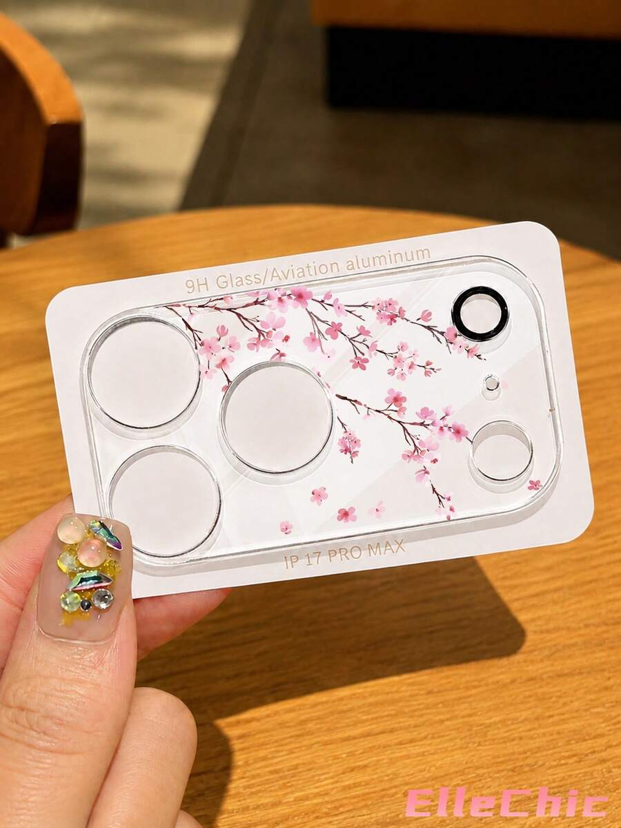 1‑Pack Pink Cherry Blossoms Pattern Tempered Glass Lens Protector, Compatible With 17 Pro/17 Pro Max, 18 Pro/18 Pro Max Full‑Series Models. Full‑Coverage Rear Camera Protection, Scratch‑Resistant And Wear‑Resistant, Easy To Install. - Clear - View 1
