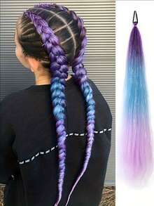 Ponytail Extension With Hair Tie 26 Inch Colored Hair Extensions For Braiding Colorful Ombre Pony Tail Hair Extensions For Braids Rainbow Festival Rave Crazy Hair Day 1 Pack Purple Blue Light Purple - Baby Pink - View 1