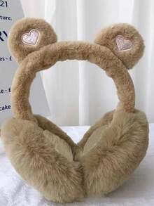 1pc Foldable Bear Earmuffs For Winter Warmth, Cute Cartoon Plush Windproof Ear Warmers For Students. - Multicolor - View 9