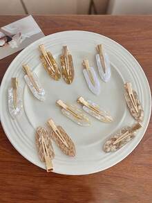12/6/3/1pc Gold Seamless Hair Clips, Side Bangs Clips, Suitable For Face Washing, Makeup And Masking, Straight Duckbill Hair Clips, Suitable For Daily Use - Multicolor - View 4