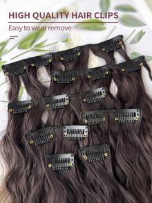 16pcs Ombre Clip-In Hair Extensions, 22 Inches Long, Curly Synthetic Full Head Hair Pieces, 7pcs Set For Women - Ombre - View 5