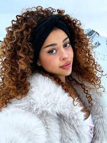 DUOJIAOYAN 1pc Autumn/Winter New Style Cable Knit Outer Layer With Thick Fleece Lining Wide Elastic Hair Band, Suitable For Sports, Cold Protection And Warmth, Hair Band Accessory, Sports Headband - Multicolor - View 10