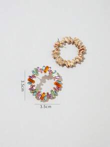 1 Pasang Anting Bunga Matahari Berlian Imitasi Persegi Berwarna-warni yang Berlebihan untuk Wanita, Perhiasan Liontin Telinga Berlian Imitasi Berwarna-warni dengan Desain Geometris Berongga Kreatif Bergaya Vintage - anting-anting - View 6