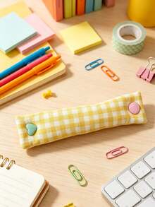 5/1pc Premium Fabric Cable Organizer Strap, Cute Plaid Cable Management Clip With Heart Button, Earphone/Charging Cable Cord Wrap, Portable Desktop Travel Cable Fixer, Multi-Color Decorative Cable Storage Accessory - Multicolor - View 15
