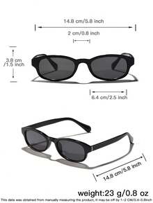 1Pc Men Solid Black Frame Fashion Glasses Lightweight PC Frame Vintage Oval Fashion Glasses For Daily Outing, Driving, Vacation With Glasses Box - Multicolor - View 9