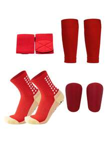 8pcs Football Anti-Slip Leg Warmers, Mini Shin Guards, Pre-Cut Sock Sleeves And Shin Guard Straps Set - Essential Football Gear - Unisex - Multicolor - View 16