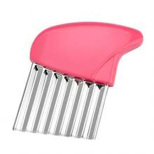 1pc Pink Creative Potato Slicer, Wavy French Fries Cutter, Potato Chip Slicer, Lightweight And Easy To Use, Even Slices - Multicolor - View 9