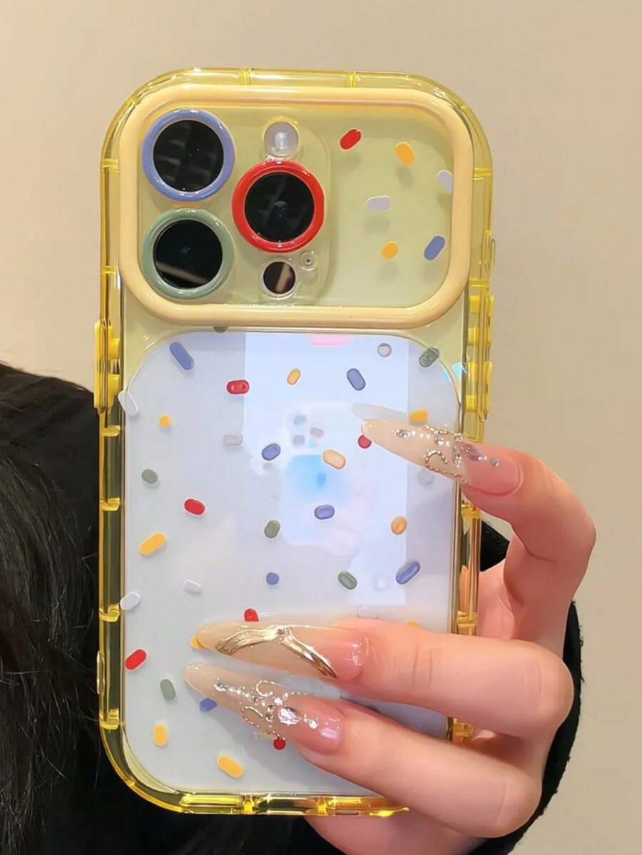 Casing Ponsel Bergaris Bulat Warna-warni Dopamin yang Modis dan Lucu, Kompatibel dengan iPhone 18 Pro Max 18 Pro 18 17 Pro Max 17 Pro 17 16 Pro Max 16 Pro 16 15 Pro Max 15 Pro 15 14 Pro Max 14 Pro 14 13 12 Pro Max 13 12 Pro 11, Pelindung Warna Permen yang Lucu - Kuning - View 1