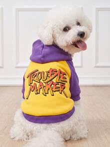 The 3estie 3eastie 1pc Funny English Fashion Pet Hoodie Sweatshirt, Suitable For Chihuahua And Small Dogs, Physical Flea Protection, Pet Dog Clothes, Fashionable Hoodie Sweatshirt For Cats And Dogs, Indoor And Outdoor - Multicolor - View 2