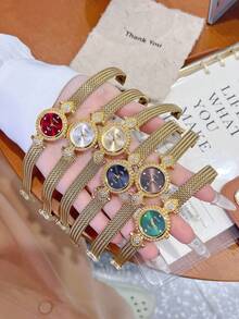 1pc New Fashionable Gold Women's Watch, Retro Luxury Minimalist Elegant Versatile Ladies Quartz Watch Gift - Silver - View 8