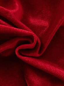 Baby Girls Cute Ruffled Collar 3D Floral Decor Ruffle Long Sleeve Solid Color Footed Gold Velvet Romper - Red - View 8