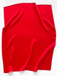 A Solid Color Women's Square Scarf, Fashionable Solid Color Silk Scarf, Versatile Hair Tie, Belt, Bag Strap, Multi-Functional Scarf - Red - View 2