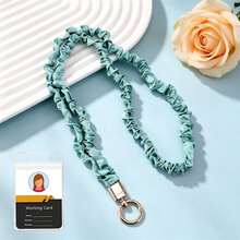 Scrunchie Fabric Neck Lanyard , Teacher Lanyard With Clear ID Badge Card Holder, Leopard Checkerboard Print Solid Color Neck Strap For Work ID Card Ke - Multicolor - View 12