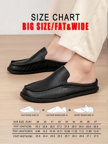 Men's Crocodile Embossed Loafers, Backless Slip-On Casual Commuter Shoes, Comfortable Slouchy Shoes - Black - View 9