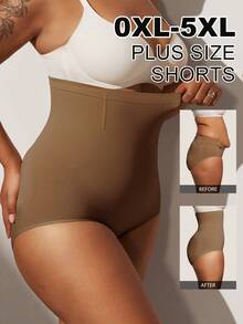 1pc Women High Waist Seamless Shapewear, Strong Tummy Control And Butt Lift, Plus Size - Coffee Brown - View 3